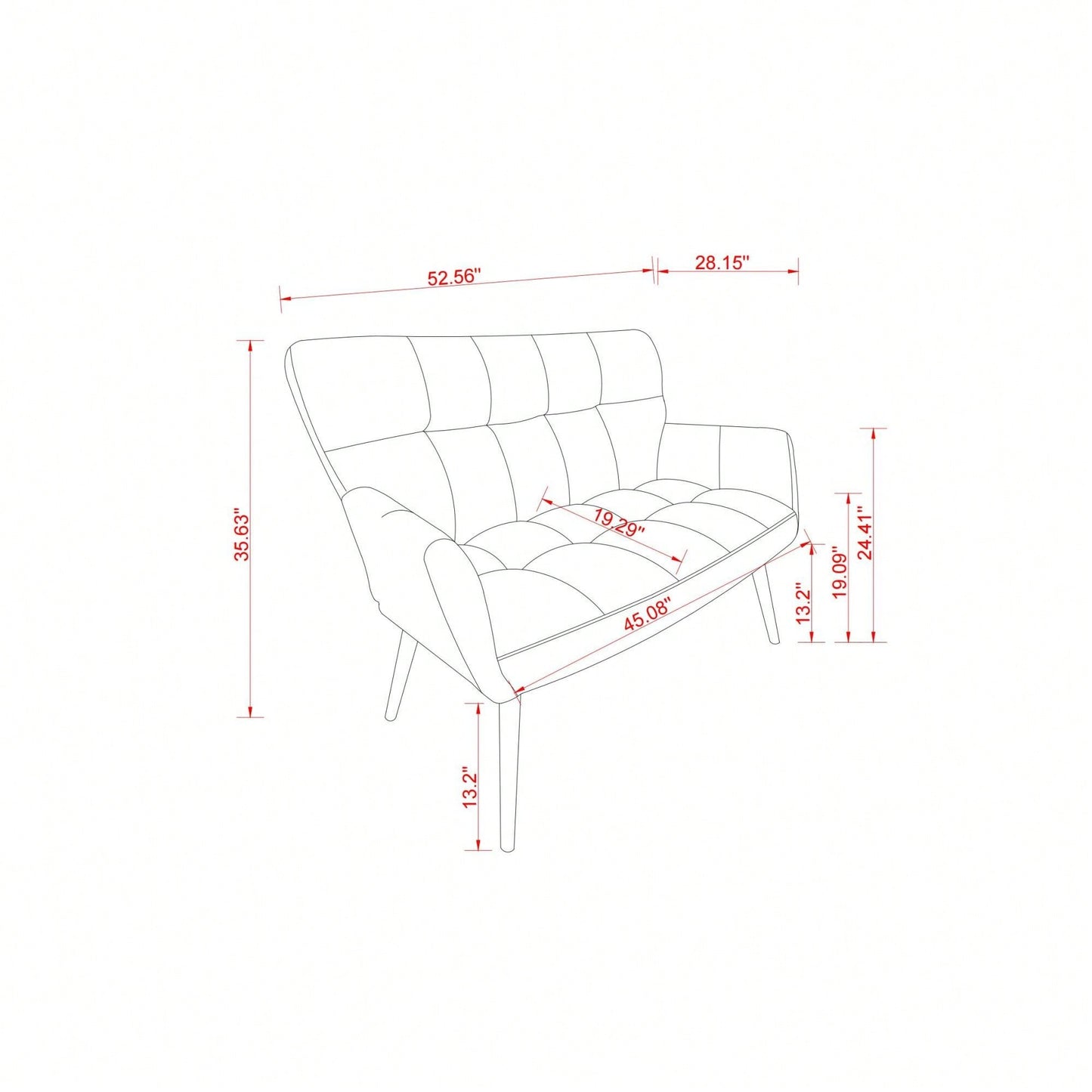 Cozy Small Loveseat Sofa With Quilted Backs For Living Room, Bedroom, And Compact Spaces - Elegant White Design