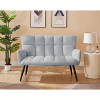 Cozy Small Loveseat Sofa With Quilted Backs For Living Room, Bedroom, And Compact Spaces - Elegant White Design