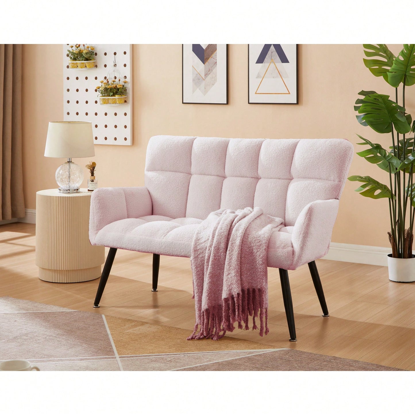 Cozy Small Loveseat Sofa With Quilted Backs For Living Room, Bedroom, And Compact Spaces - Elegant White Design