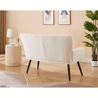 Cozy Small Loveseat Sofa With Quilted Backs For Living Room, Bedroom, And Compact Spaces - Elegant White Design