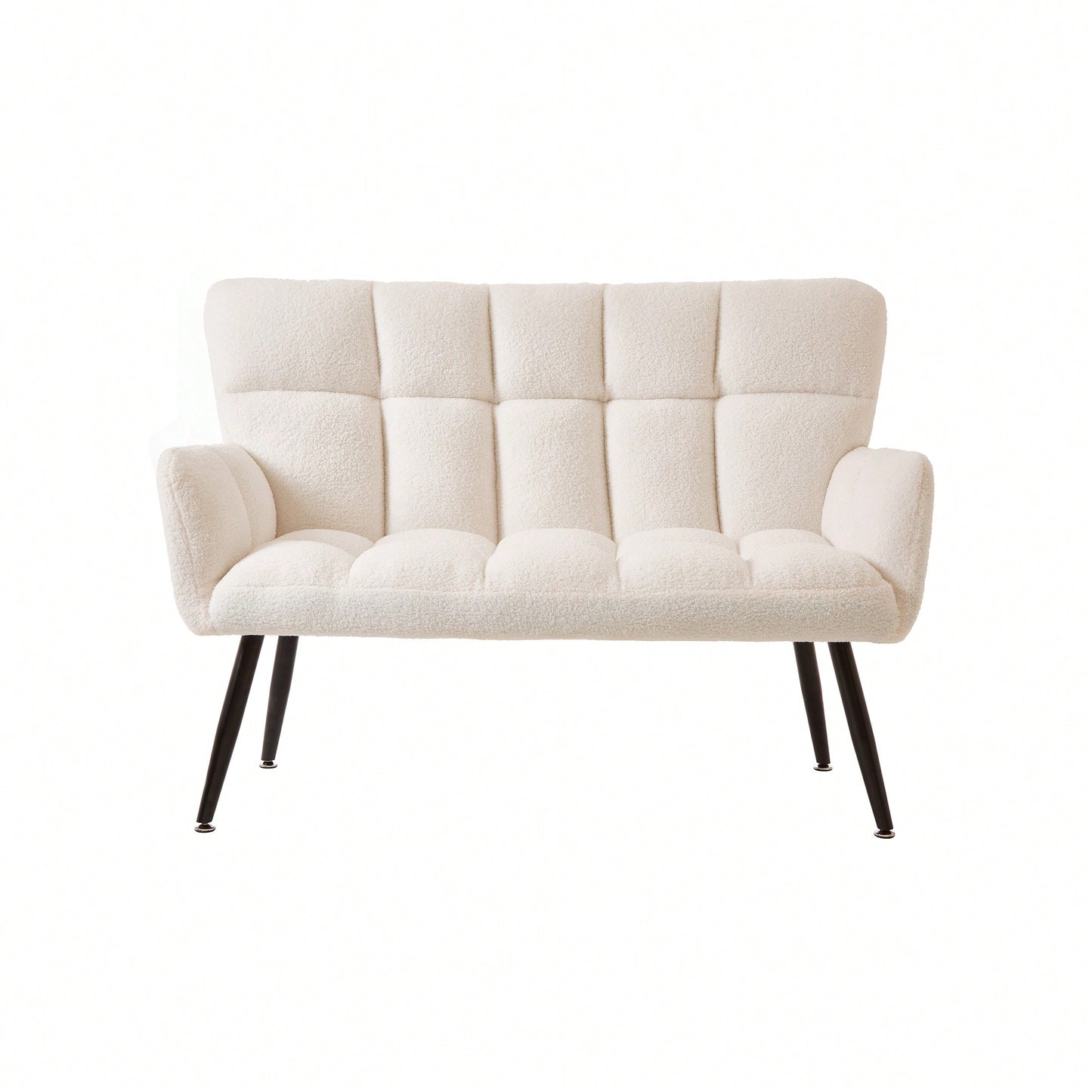 Cozy Small Loveseat Sofa With Quilted Backs For Living Room, Bedroom, And Compact Spaces - Elegant White Design