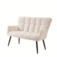 Cozy Small Loveseat Sofa With Quilted Backs For Living Room, Bedroom, And Compact Spaces - Elegant White Design