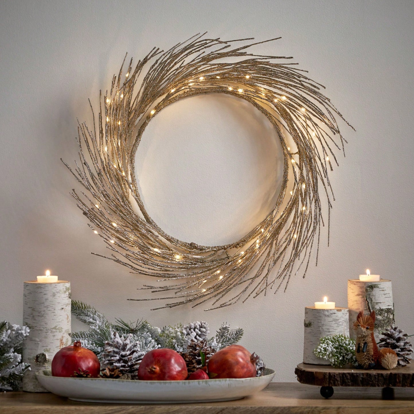 Illuminated 24-Inch Decorative Paper Wreath With LED Lights For Festive Home Décor