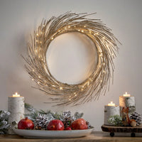 Illuminated 24-Inch Decorative Paper Wreath With LED Lights For Festive Home Décor