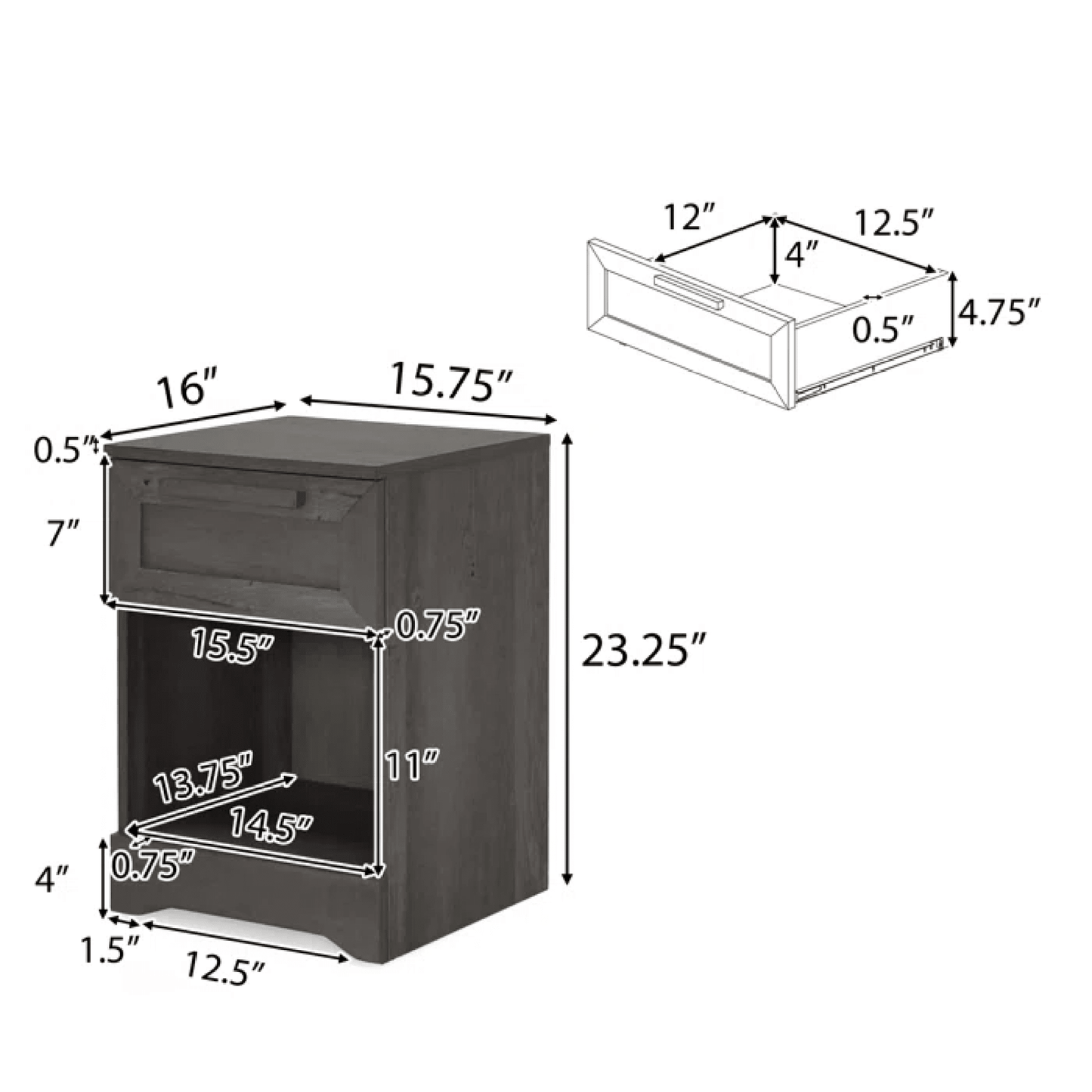 Sleek Modern Nightstand With 1 Drawer For Stylish Bedroom Storage