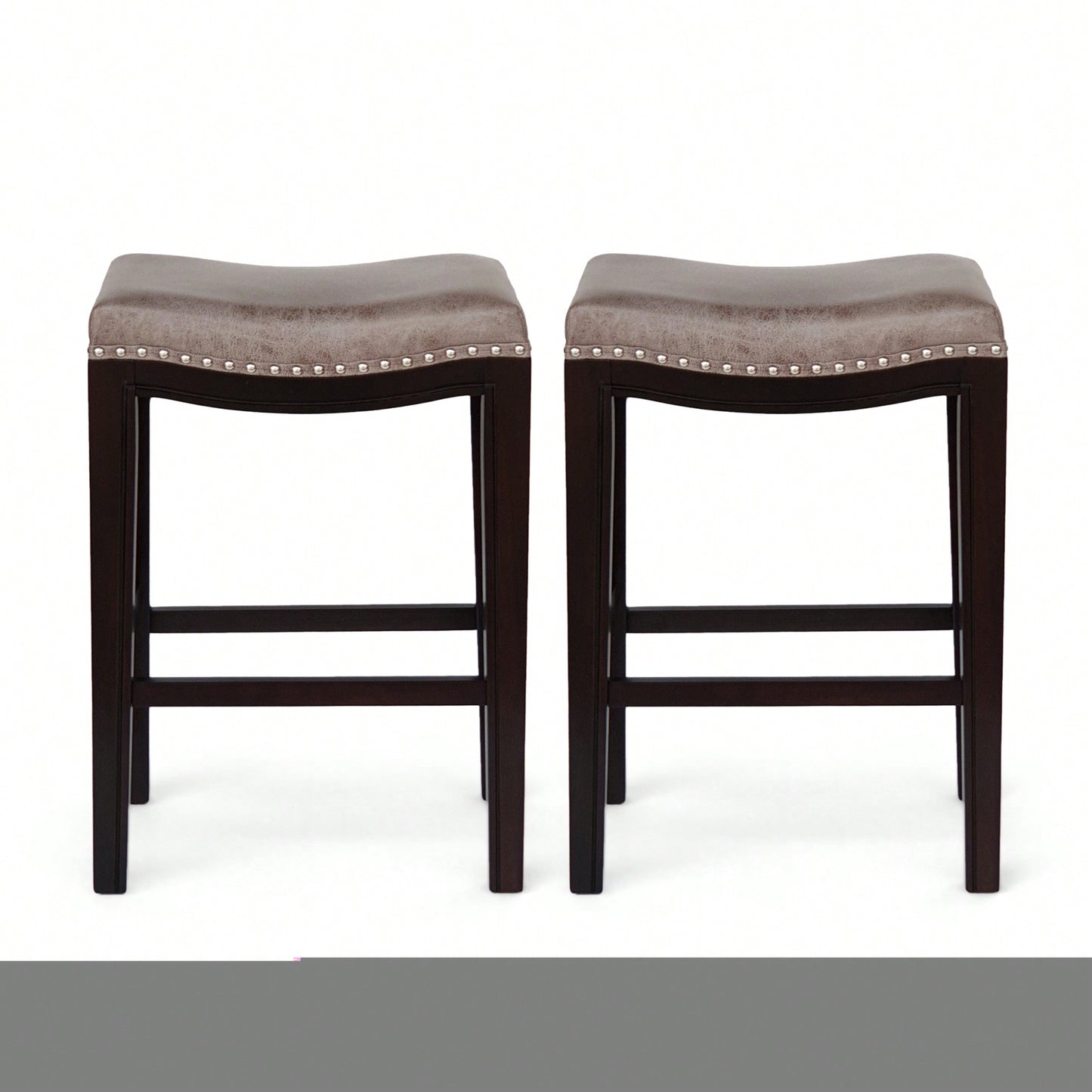 Elegant Set Of 2 Studded Counter Stools For Stylish Dining Spaces