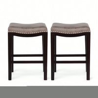 Elegant Set Of 2 Studded Counter Stools For Stylish Dining Spaces