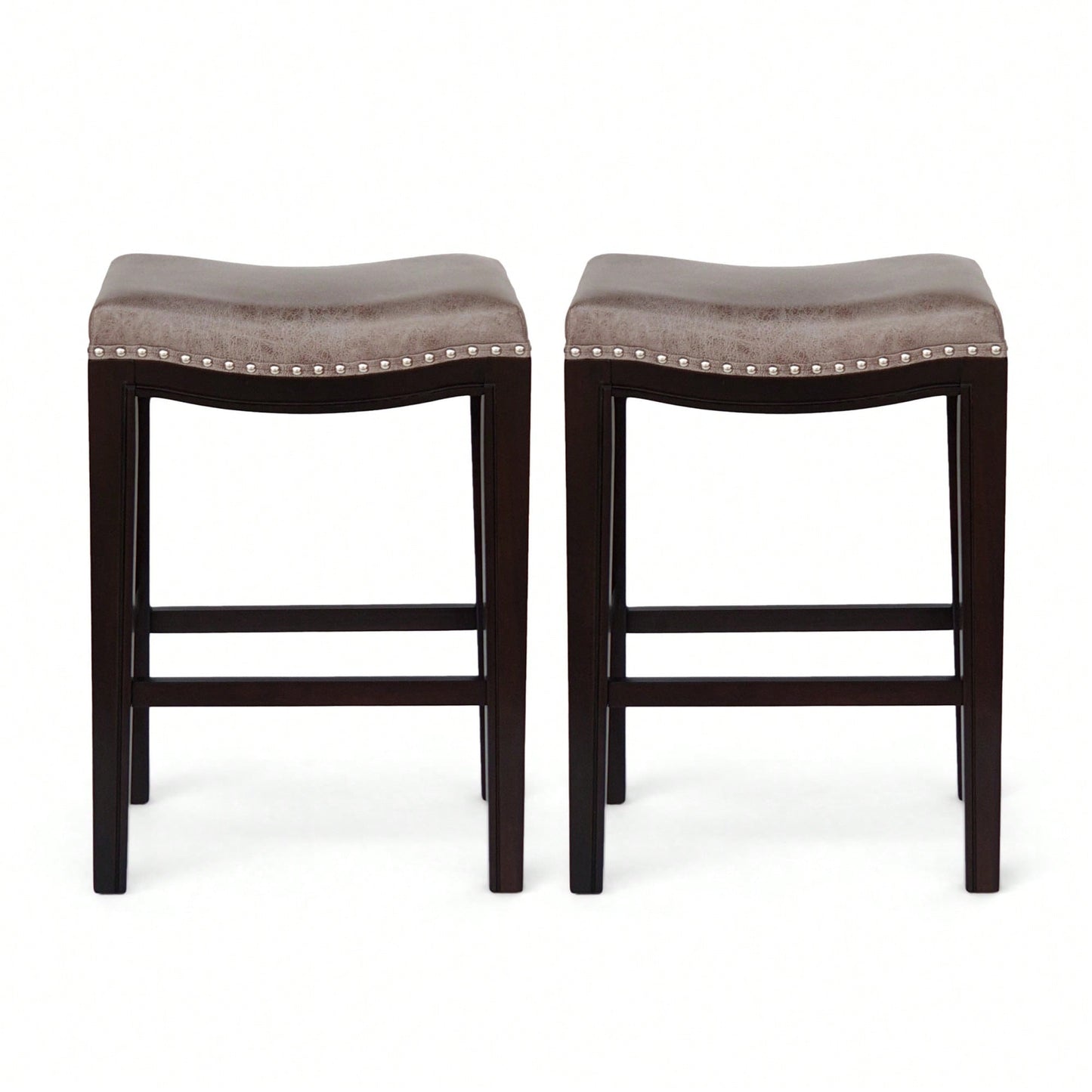 Elegant Set Of 2 Studded Counter Stools For Stylish Dining Spaces
