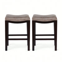 Elegant Set Of 2 Studded Counter Stools For Stylish Dining Spaces