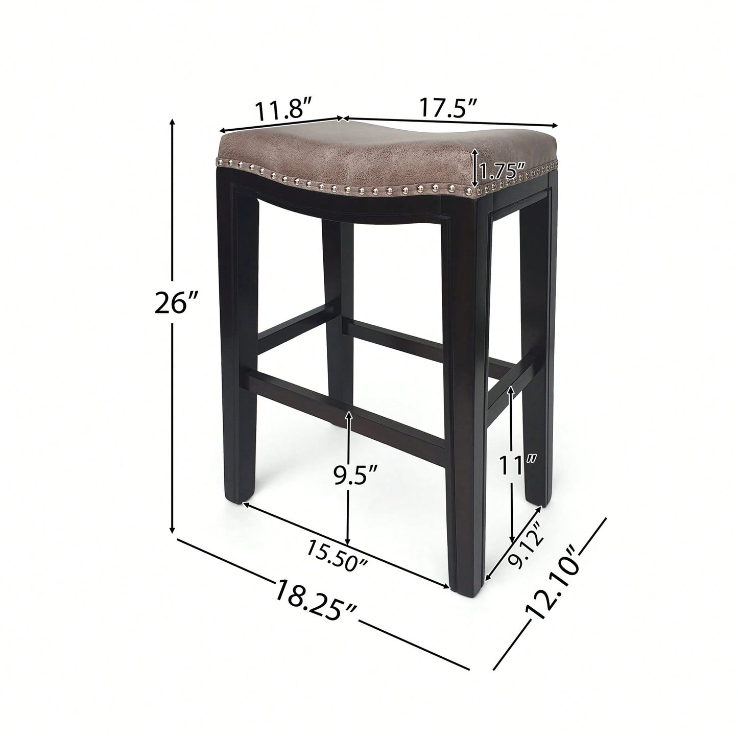 Elegant Set Of 2 Studded Counter Stools For Stylish Dining Spaces