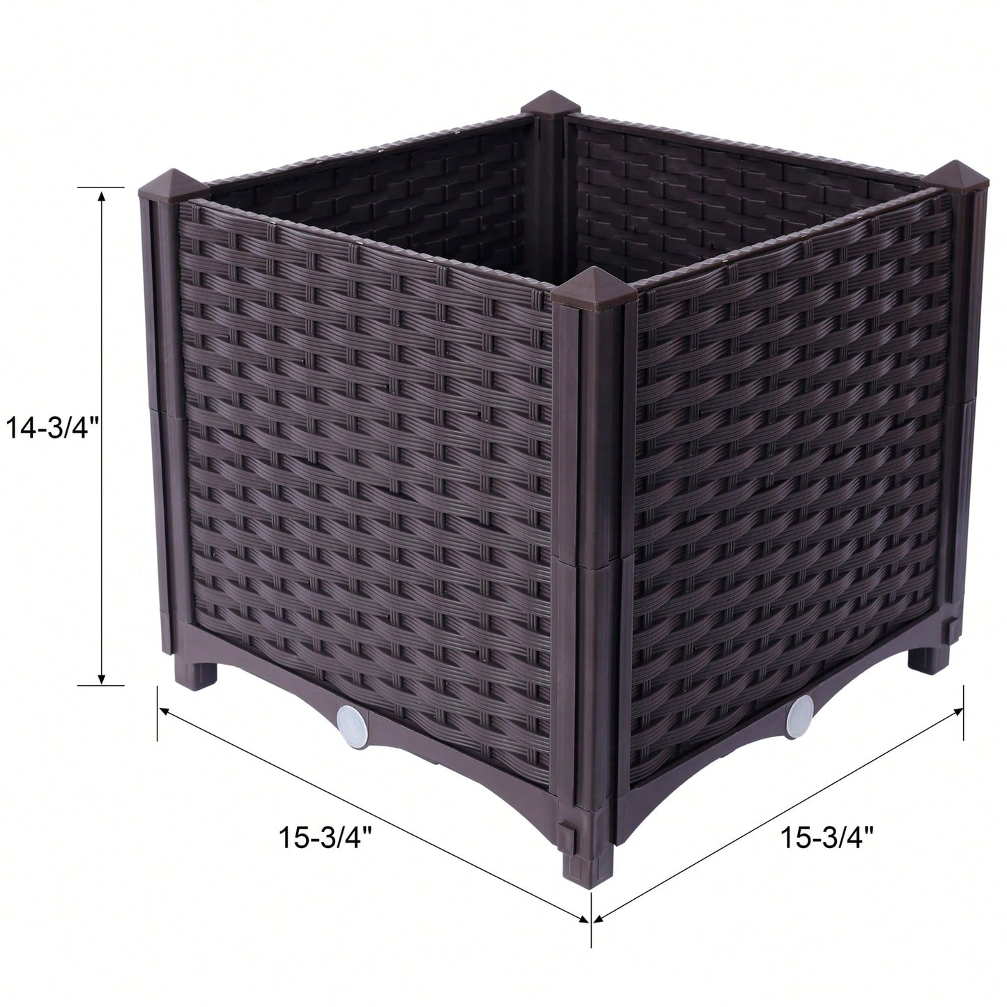 Deep Self-Watering Raised Garden Bed Planter Box For Vegetables, Flowers, Herbs, And Succulents - 15.7" X 15.7" X 14.7"