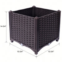 Deep Self-Watering Raised Garden Bed Planter Box For Vegetables, Flowers, Herbs, And Succulents - 15.7" X 15.7" X 14.7"