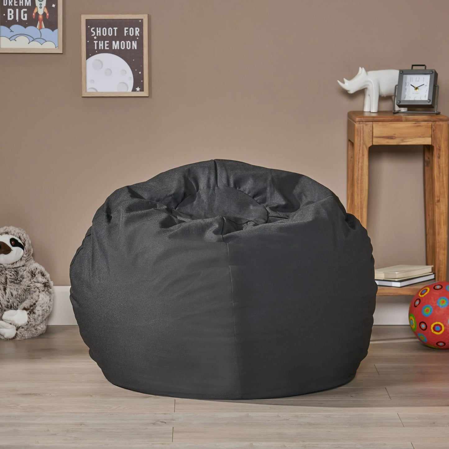 Stylish Black Bean Bag Chair - 25" X 34" X 34" For Ultimate Comfort And Relaxation