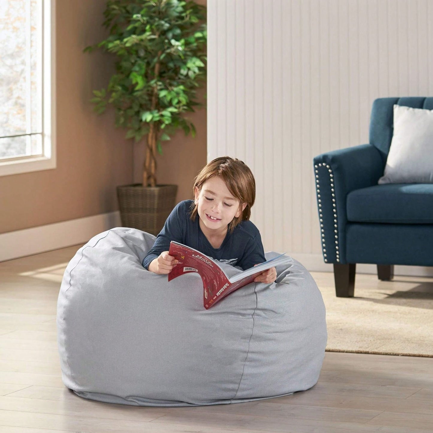 Stylish Black Bean Bag Chair - 25" X 34" X 34" For Ultimate Comfort And Relaxation