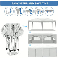 10x20 Portable Outdoor Pop-Up Canopy Tent With Removable Sidewalls, Carry Bag & Weight Bags For Party And Event