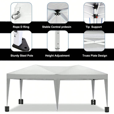 10x20 Portable Outdoor Pop-Up Canopy Tent With Removable Sidewalls, Carry Bag & Weight Bags For Party And Event