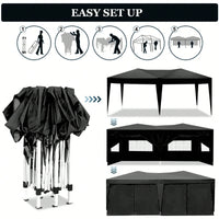 10x20 Portable Outdoor Pop-Up Canopy Tent With Removable Sidewalls, Carry Bag & Weight Bags For Party And Event