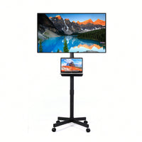 Height Adjustable Rolling TV Stand with Media Shelf for 23-60 Inch TVs Supports 55lbs Max VESA 400x400mm