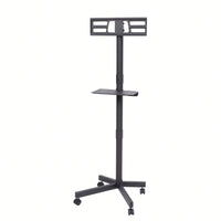 Height Adjustable Rolling TV Stand with Media Shelf for 23-60 Inch TVs Supports 55lbs Max VESA 400x400mm