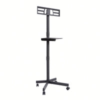 Height Adjustable Rolling TV Stand with Media Shelf for 23-60 Inch TVs Supports 55lbs Max VESA 400x400mm