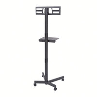 Height Adjustable Rolling TV Stand with Media Shelf for 23-60 Inch TVs Supports 55lbs Max VESA 400x400mm