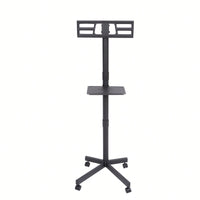 Height Adjustable Rolling TV Stand with Media Shelf for 23-60 Inch TVs Supports 55lbs Max VESA 400x400mm