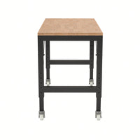 48" Adjustable Heavy-Duty Garage Workbench With Metal Wheels - Sturdy Rubber Wood Shop Table For Over 2000 Lbs Weight Capacity