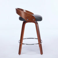 Set Of 2 Swivel Bar Stools With Low Back - Comfortable Wood Bar Chairs With Soft Cushion Seat - 25-Inch Height For Kitchen Or Home Bar