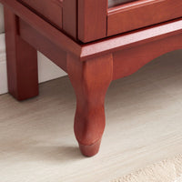 Elegant 2-Door Curio Cabinet With Tempered Glass And Mirrored Back, Adjustable Shelves, Lighted Display For Home Or Office - Cherry Finish