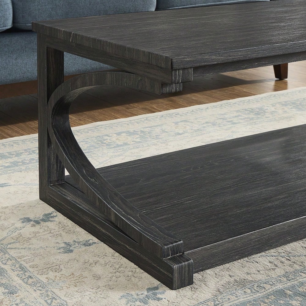 Stylish Solid Wood 23.8-Inch Modern Coffee Table With Storage For Living Room, Kitchen, And Apartment - Unique Shape Center Table