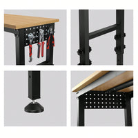 Versatile Adjustable Workbench With Power Outlet - Heavy-Duty Hardwood Design For Workshop, Office, Garage, And Home Use