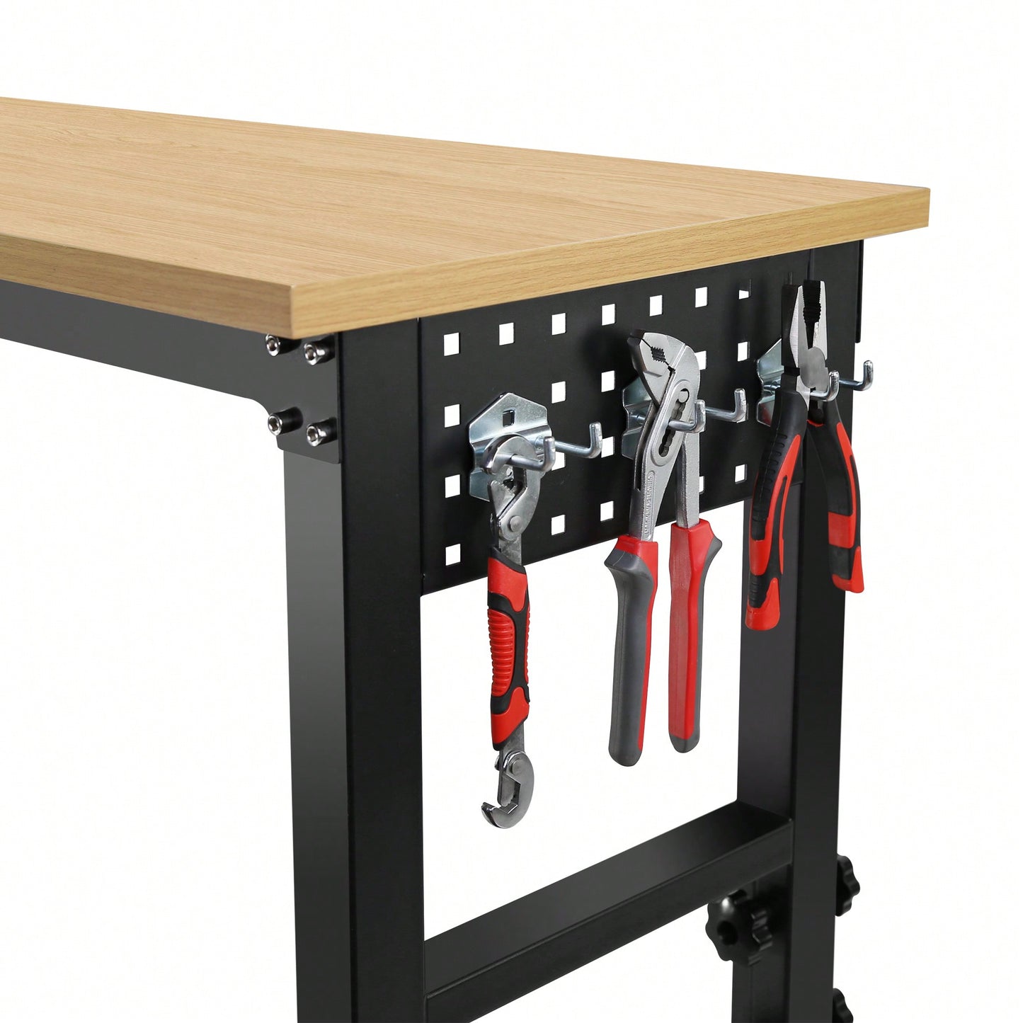 Versatile Adjustable Workbench With Power Outlet - Heavy-Duty Hardwood Design For Workshop, Office, Garage, And Home Use