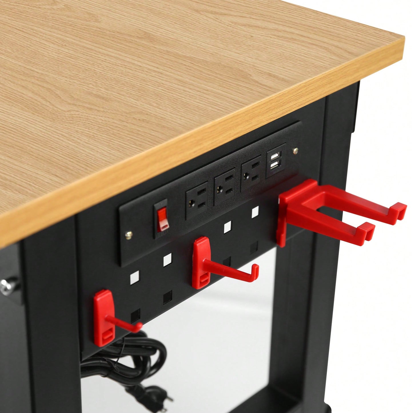 Versatile Adjustable Workbench With Power Outlet - Heavy-Duty Hardwood Design For Workshop, Office, Garage, And Home Use