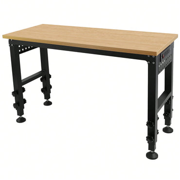 Versatile Adjustable Workbench With Power Outlet - Heavy-Duty Hardwood Design For Workshop, Office, Garage, And Home Use