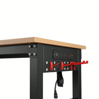 Heavy-Duty 60x24 Adjustable Rolling Workbench with Power Outlet and Wheels for Garage Office Workshop Home