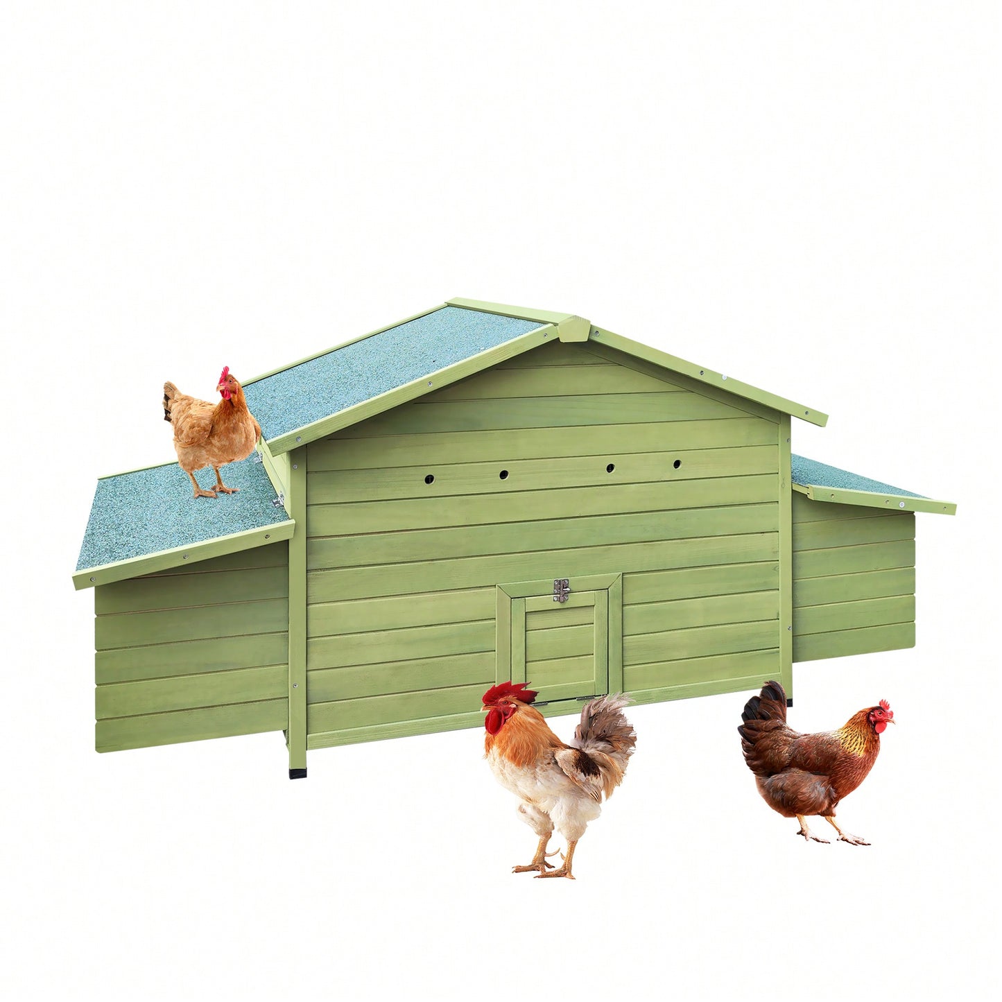 Spacious Outdoor Wooden Chicken Coop With Dual Nesting Boxes And Free-Range Access Doors For Happy Hens