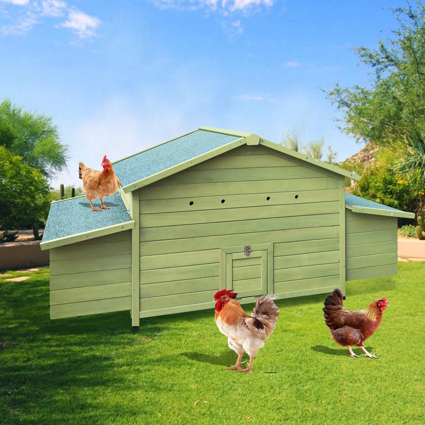 Spacious Outdoor Wooden Chicken Coop With Dual Nesting Boxes And Free-Range Access Doors For Happy Hens