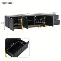 Modern Fluted TV Stand for 80 Inch TVs Elegant White Media Console with Storage Cabinets and Drawers for Living Room Decor