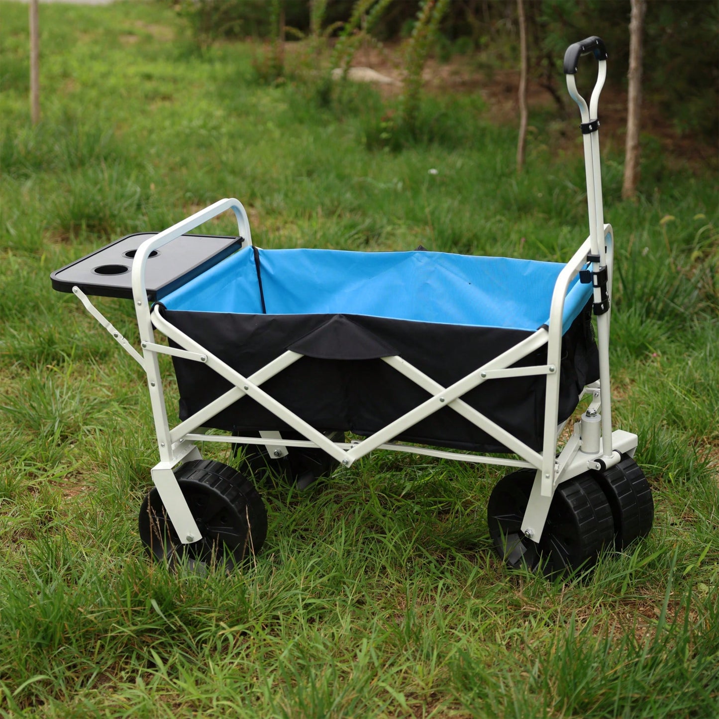 Multi-Purpose Folding Garden & Beach Cart For Shopping And Outdoor Use - Versatile White Design