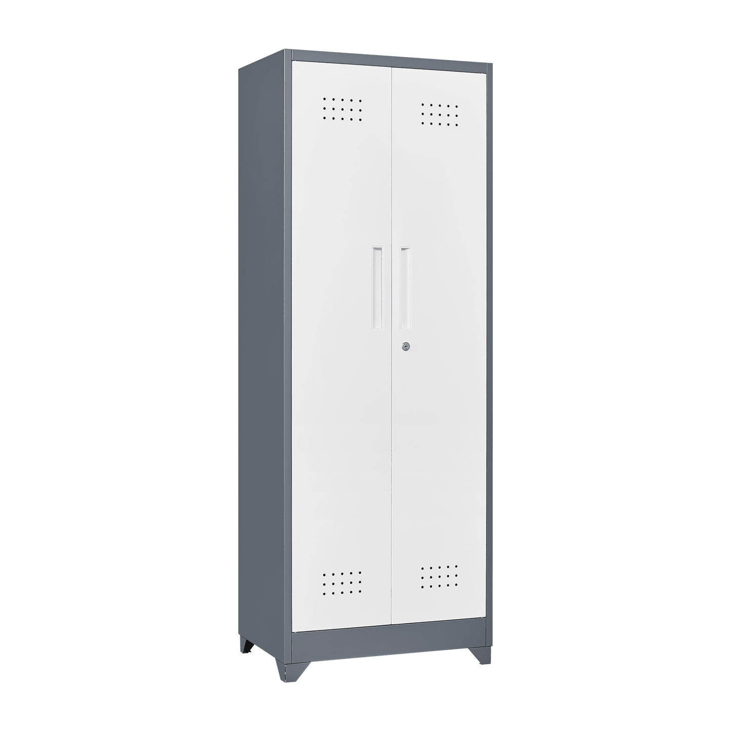 Tall Lockable Metal Storage Cabinet for Cleaning Tools Brooms and Supplies Ideal for Kitchen Pantry Office and Workshop