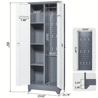 Tall Lockable Metal Storage Cabinet for Cleaning Tools Brooms and Supplies Ideal for Kitchen Pantry Office and Workshop