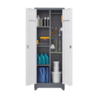 Tall Lockable Metal Storage Cabinet for Cleaning Tools Brooms and Supplies Ideal for Kitchen Pantry Office and Workshop