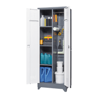 Tall Lockable Metal Storage Cabinet for Cleaning Tools Brooms and Supplies Ideal for Kitchen Pantry Office and Workshop