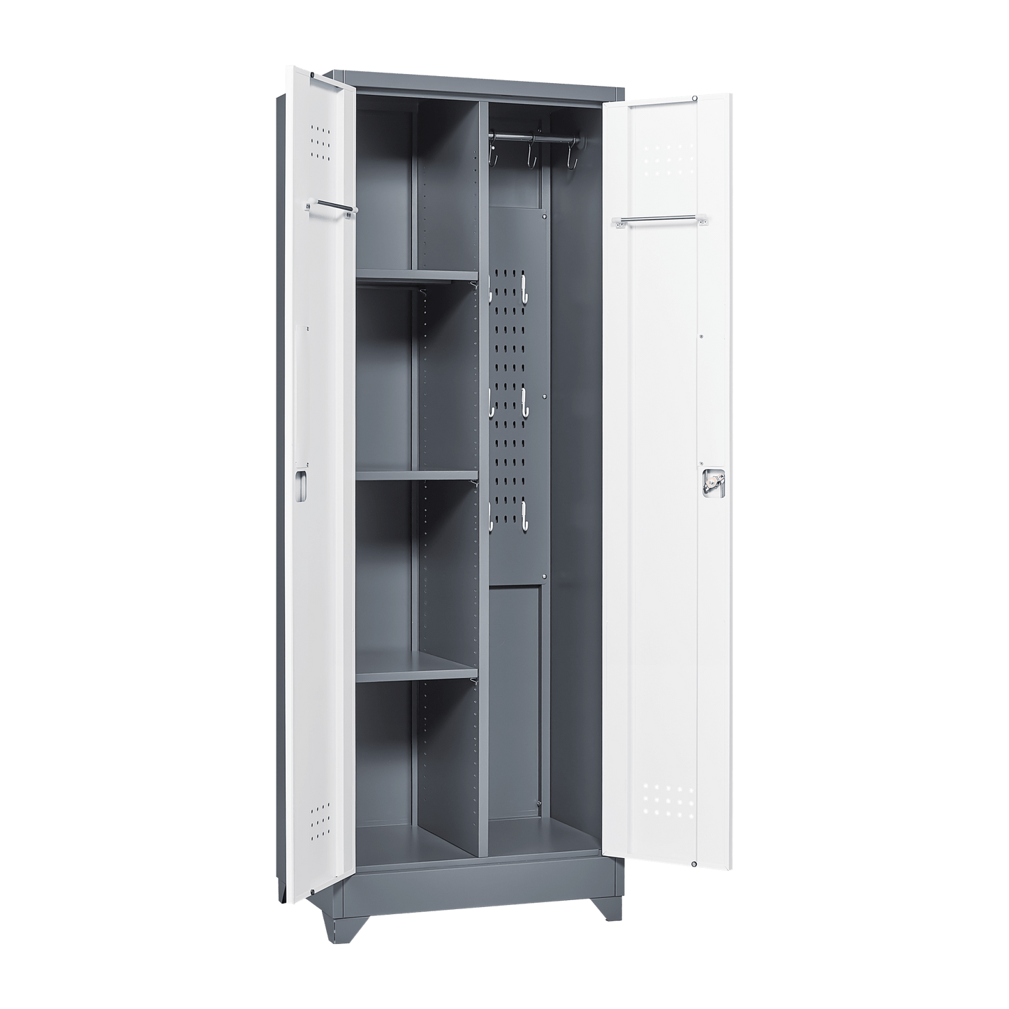 Tall Lockable Metal Storage Cabinet for Cleaning Tools Brooms and Supplies Ideal for Kitchen Pantry Office and Workshop