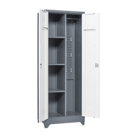 Tall Lockable Metal Storage Cabinet for Cleaning Tools Brooms and Supplies Ideal for Kitchen Pantry Office and Workshop