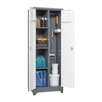 Tall Lockable Metal Storage Cabinet for Cleaning Tools Brooms and Supplies Ideal for Kitchen Pantry Office and Workshop