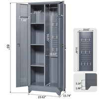 Tall Lockable Metal Storage Cabinet for Cleaning Tools Brooms and Supplies Ideal for Kitchen Pantry Office and Workshop