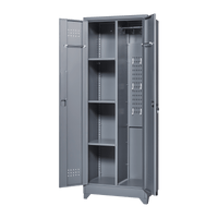 Tall Lockable Metal Storage Cabinet for Cleaning Tools Brooms and Supplies Ideal for Kitchen Pantry Office and Workshop