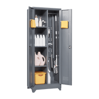 Tall Lockable Metal Storage Cabinet for Cleaning Tools Brooms and Supplies Ideal for Kitchen Pantry Office and Workshop