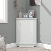 Modern Triangle Corner Bathroom Cabinet With Adjustable Shelf - Black MDF Storage Solution